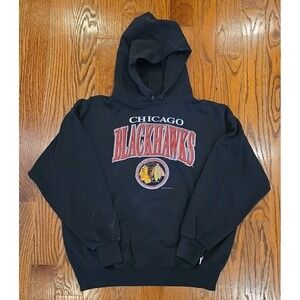 Vintage 1993 Chicago Blackhawks Hoodie Logo 7 Heavyweight 90s NHL Hockey Large